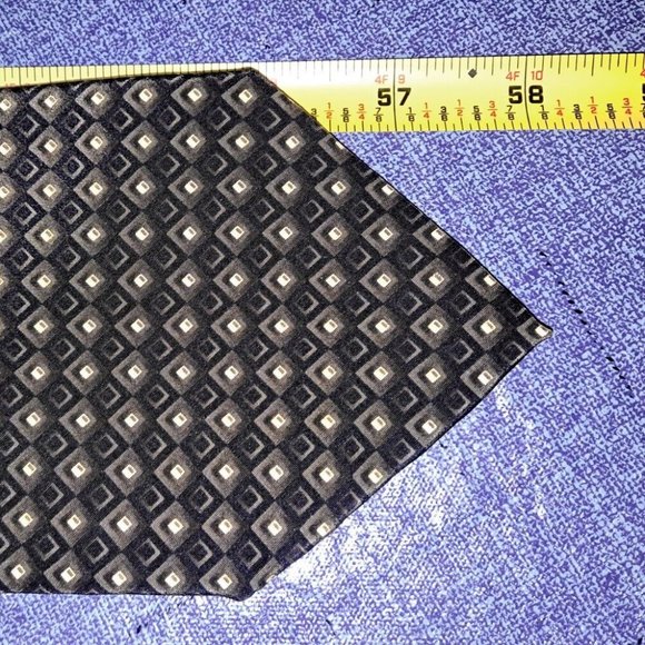 Valerio Garati Necktie 100% Pure Silk 57"-60" Men Black/Gold Designer Geometric - Picture 7 of 7